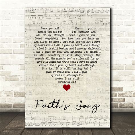 Amy Wadge Faith's Song Script Heart Song Lyric Print - SongLyricPrints ...