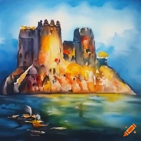 Devgiri fort in water colour