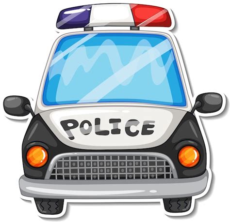 Free Vector | Sticker design with front view of police car isolated