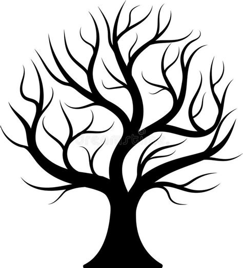 Black silhouette bare tree vector illustration | Bare tree, Tree ...