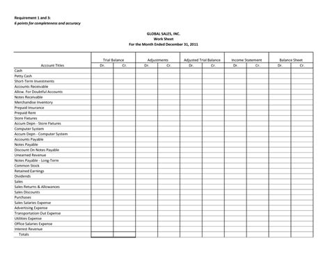 Adjusted Trial Balance Template Excel