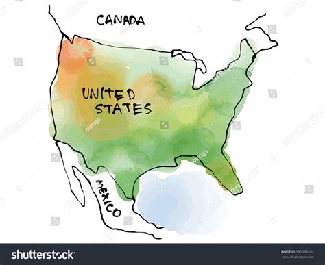 Usa Map Watercolor Stock Illustration 595033283 | Shutterstock