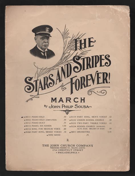 The Stars and Stripes Forever March by John Philip Sousa, 1897 | Sheet ...