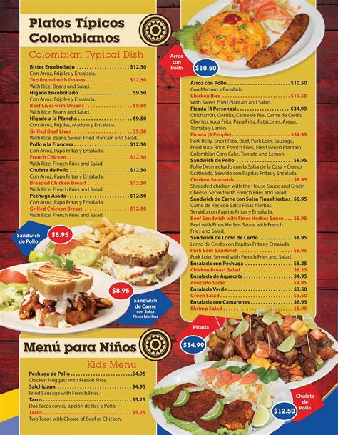 Cositas Ricas Colombian Food menu in Greenville, South Carolina, USA