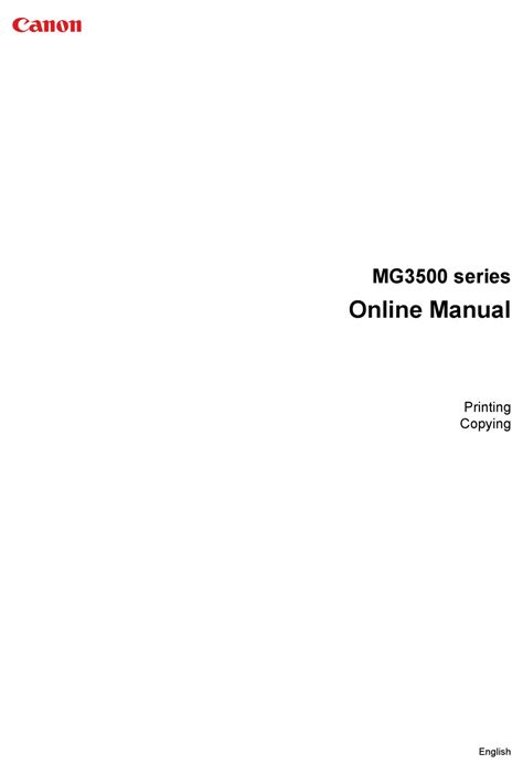 CANON MG3500 SERIES ONLINE MANUAL Pdf Download | ManualsLib