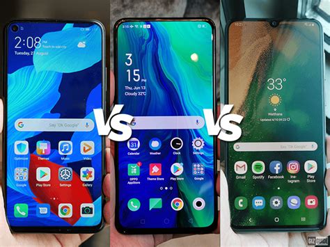 Huawei Nova 5T vs OPPO Reno vs Samsung Galaxy A70 Specs Comparison