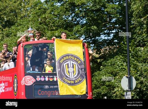 Harrogate Town AFC players celebrate their promotion in the football ...