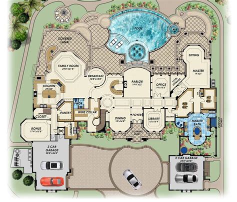 the floor plan for this luxury home is very large and has an outdoor ...