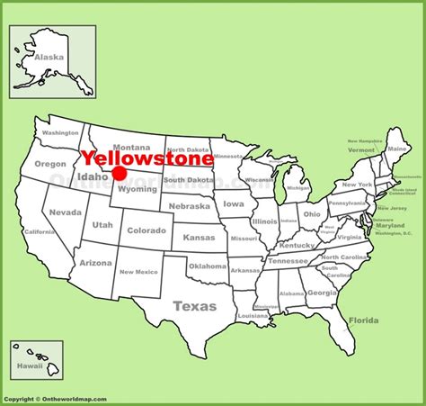 Yellowstone location on the U.S. Map - Ontheworldmap.com