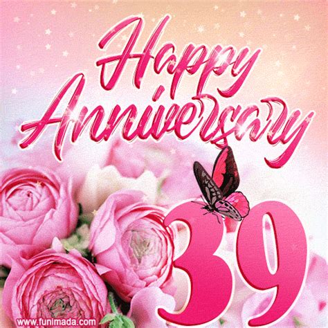 Happy 39th Anniversary GIF - Amazing Flowers and Glitter | Funimada.com