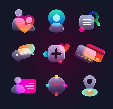 Free Vector | Realistic set of glassmorphism ui icons for website or ...