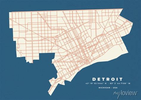 Detroit city map vector poster posters for the wall • posters flier ...