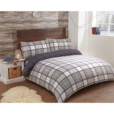 Check Brushed Cotton Duvet Set - Double | Bedding - B&M