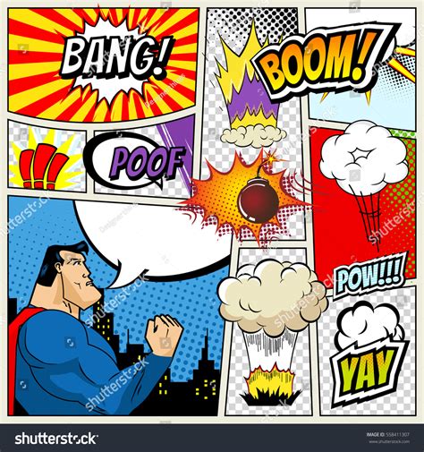 Illustration Comic Book Page Pop Art Stock Vector (Royalty Free ...