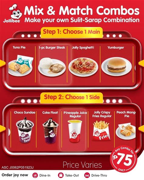 Jollibee Mix & Match Combos | Jollibee | Make your own sulit-sarap ...