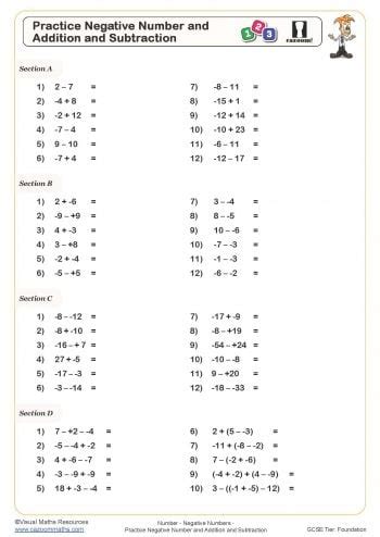 Negative Numbers Worksheets - Printable Worksheet on Negative Numbers ...