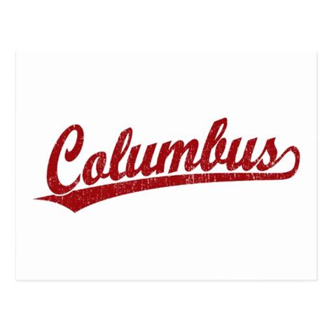 Columbus script logo in red postcard | Zazzle