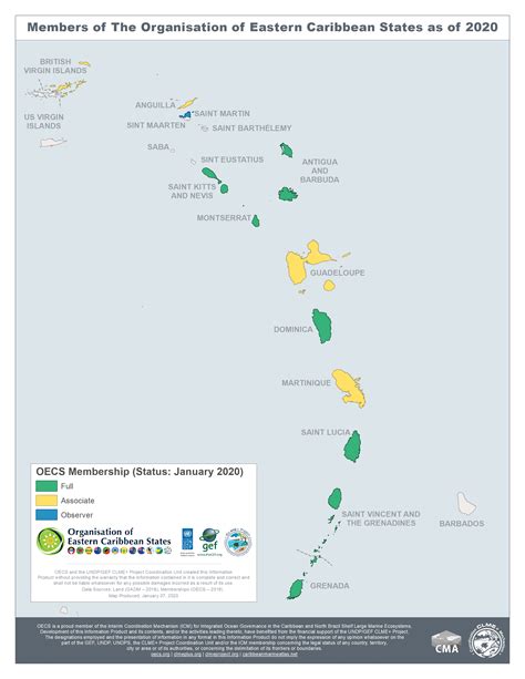 Members of the Organisation of the Eastern Caribbean Stated (OECS) Map ...