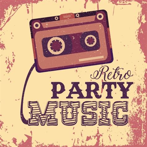 Music party banner grunge retro decor cassette tape Vectors images ...