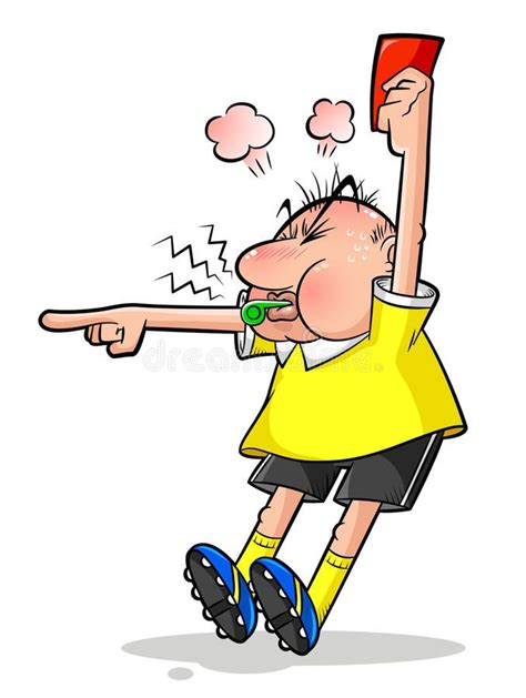 Soccer referee. Cartoon soccer referee pointing and holding a red card ...