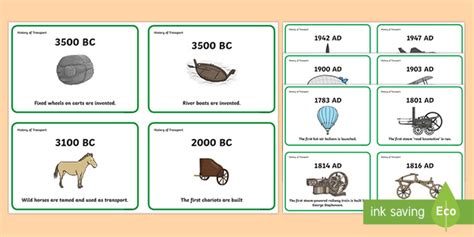 Transport Timeline Cards (teacher made)