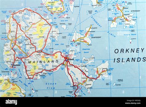 Road Map of Orkney Islands, Scotland Stock Photo - Alamy