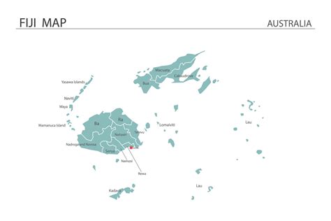 Fiji map vector on white background. Map have all province and mark the ...