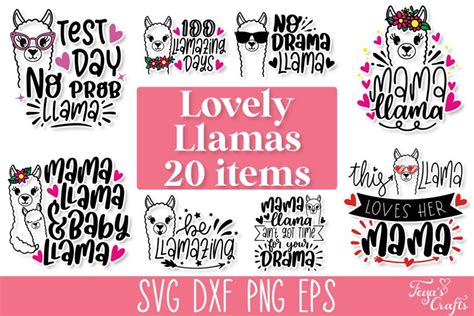 Llama SVG Quotes Bundle with 20 SVG Cut Files