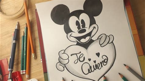 Dibujando a Mickey Mouse a lapiz - DIBUJOS DE AMOR - YouTube