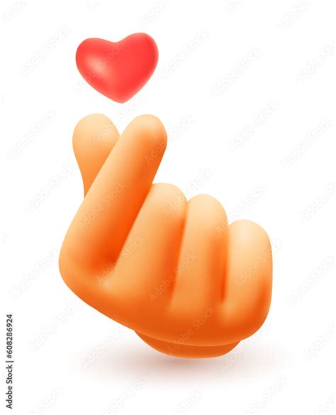 Vector illustration of hand gesture sign i love you with red heart on ...