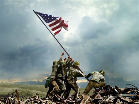 Colorized photo of US Marines raising the U.S. flag on Mount Suribachi ...