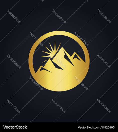 Gold mountain abstract icon logo Royalty Free Vector Image