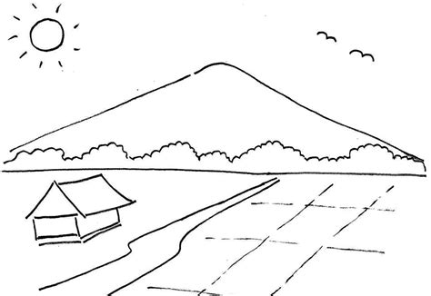 Sketsa Gambar Pemandangan Gunung | Harian Nusantara