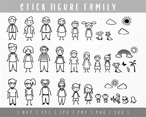 Stick figure svg Cricut and Cut File Stick Figure Family Bundle Stick ...