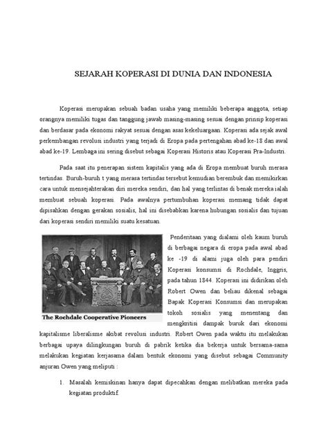 Sejarah Koperasi Di Dunia Dan Indonesia | PDF