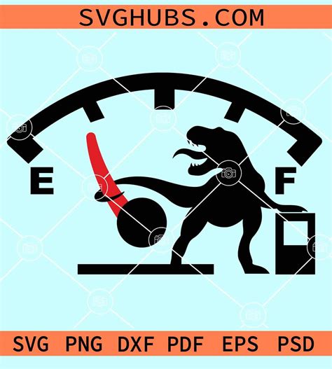 Dinosaur empty gas gauge svg, Funny Dinosaur Gas Tank Svg, Dinosaur Low ...