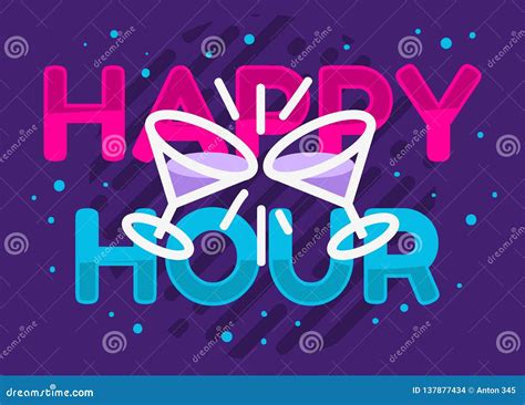 Happy Hour Design Pink Sky Blue Purple Colors Vector Graphic Stock ...