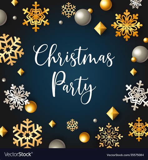 Christmas party banner with stars and flakes Vector Image