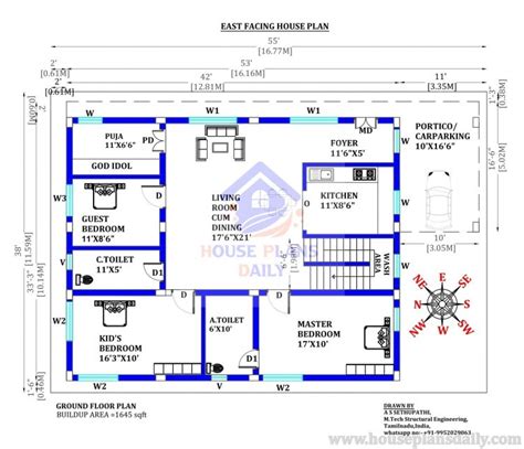 Kerala Style House Design | East Facing Home Plan with Elevation ...