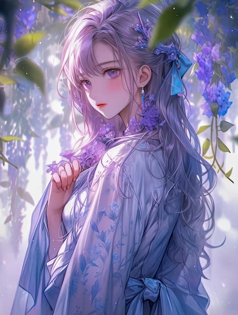 Beautiful Flower Girl Anime Wallpaper | Premium AI-generated image