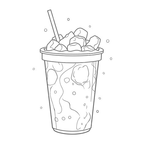 Iced Coffee In A Cup Coloring Page Outline Sketch Drawing Vector ...