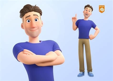 3D model Man Cartoon Character Rigged in Blender VR / AR / low-poly ...