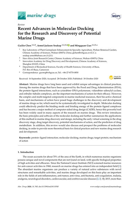 (PDF) marine drugs Review Recent Advances in Molecular Docking for the ...