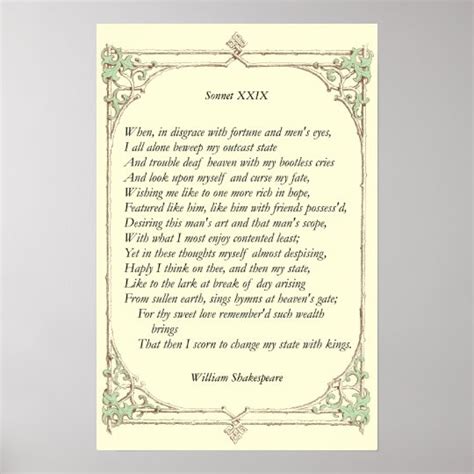 Sonnet # 29 by William Shakespeare Poster | Zazzle.com