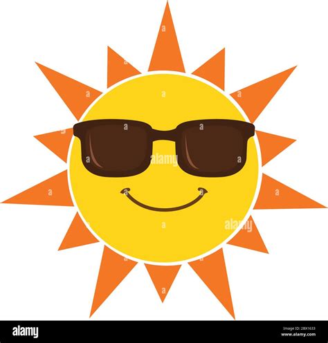 Sun with sunglasses cartoon vector illustration isolated on white ...