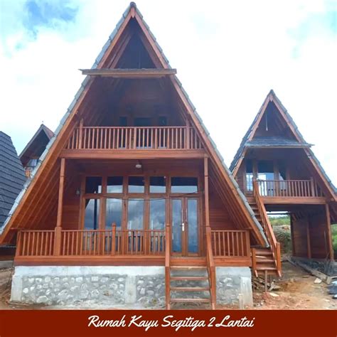 Rumah Segitiga 2 Lantai 5x8 M - Rumah Kayu Bongkar Pasang