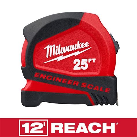 Milwaukee 25 ft. Compact Tape Measure with Engineer Scale 48-22-6625E ...