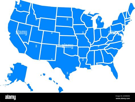 blue usa map with states in flat style, vector Stock Vector Image & Art ...