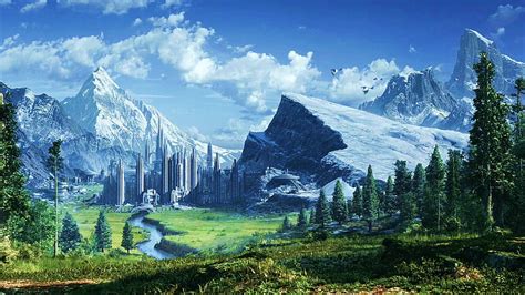 Planet Alderaan, forest, lovely, grass, alderaan, bonito, trees, sky ...