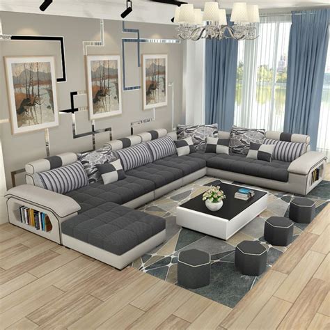 589.0US $ |living room furniture modern L shaped fabric sectional sofa ...